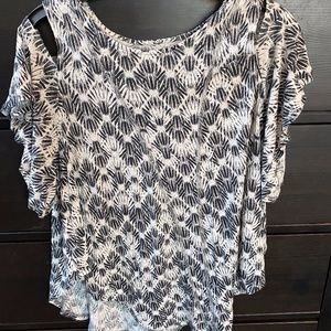 Free People Black and White Shoulder Cut Out Top XS